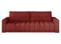 Canapé convertible 3 places tissu rouge tomette avec coffre de rangement Larko 245 cm