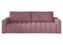 Canapé convertible 3 places velours rose avec coffre de rangement Larko 245 cm