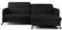 Canapé convertible angle droit avec têtières réglables tissu matelassé noir Lory 225 cm