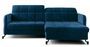 Canapé convertible angle droit avec têtières réglables velours matelassé bleu Lory 225 cm