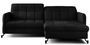 Canapé convertible angle droit avec têtières réglables velours matelassé noir Lory 225 cm