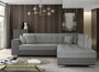 Canapé convertible angle droit tissu gris clair et simili gris Pika 260 cm