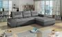 Canapé convertible angle droit tissu gris clair et simili gris Waker 275 cm