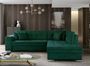 Canapé convertible angle droit velours vert foncé et chromé Pika 260 cm