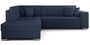 Canapé convertible angle gauche tissu bleu turquin et chromé Pika 260 cm