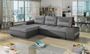 Canapé convertible angle gauche tissu gris clair et simili gris Waker 275 cm