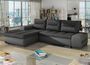Canapé convertible angle gauche tissu gris foncé chiné et simili gris Waker 275 cm
