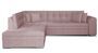 Canapé convertible angle gauche tissu rose clair et chromé Pika 260 cm