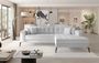Canapé convertible capitonné angle droit simili cuir blanc et pieds métal noir Lazor 295 cm