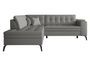 Canapé convertible capitonné angle gauche simili cuir gris Larry 260 cm