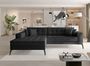 Canapé convertible capitonné angle gauche tissu anthracite et pieds métal noir Lazor 295 cm