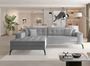 Canapé convertible capitonné angle gauche tissu gris clair et pieds métal noir Lazor 295 cm