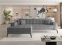 Canapé convertible capitonné angle gauche tissu gris et pieds métal noir Lazor 295 cm