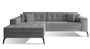 Canapé convertible capitonné angle gauche velours gris clair et pieds métal noir Lazor 295 cm