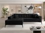 Canapé convertible capitonné angle gauche velours noir et pieds métal noir Lazor 295 cm