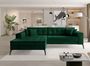 Canapé convertible capitonné angle gauche velours vert impérial et pieds métal noir Lazor 295 cm