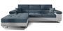 Canapé convertible d'angle gauche tissu bleu minéral et simili cuir blanc avec rangement Wile 280 cm