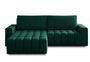 Canapé convertible design velours matelassé vert impérial angle gauche Bozen 250 cm