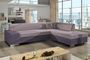 Canapé convertible moderne angle droit tissu rose et parme Plazo 278 cm