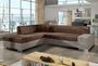 Canapé convertible moderne angle gauche tissu doux gris et marron Plazo 278 cm