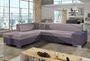 Canapé convertible moderne angle gauche tissu doux rose et parme Plazo 278 cm