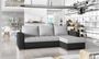 Canapé d'angle convertible et réversible tissu gris clair et simili cuir noir Zelly 237 cm