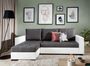 Canapé d'angle convertible et réversible tissu gris foncé et simili cuir blanc Zelly 237 cm