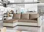 Canapé d'angle convertible et réversible tissu marron clair et simili cuir beige Zelly 237 cm