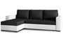 Canapé d'angle convertible et réversible tissu noir et simili cuir blanc Zelly 237 cm