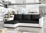 Canapé d'angle convertible et réversible tissu noir et simili cuir blanc Zelly 237 cm