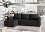 Canapé d'angle convertible et réversible tissu noir Zelly 237 cm