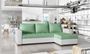 Canapé d'angle convertible et réversible tissu vert clair et simili cuir blanc Zelly 237 cm