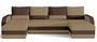 Canapé d'angle convertible panoramique bicolore tissu marron clair et marron foncé Nordy 307 cm