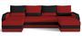 Canapé d'angle convertible panoramique bicolore tissu rouge et noir Nordy 307 cm