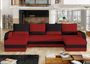 Canapé d'angle convertible panoramique bicolore tissu rouge et noir Nordy 307 cm