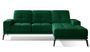 Canapé d'angle droit 5 places tissu velours vert foncé Torpille 265 cm