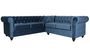 Canapé d'angle droit 5 places velours bleu Vatsi 220 cm