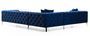 Canapé d'angle droit capitonné velours bleu marine et pieds chromés Herakles 270 cm