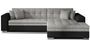 Canapé d'angle droit convertible 4 places tissu gris clair chiné et simili noir Looka 295 cm