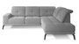 Canapé d'angle droit design matelassé tissu doux gris clair et pied noir Kazane 275 cm