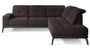 Canapé d'angle droit design matelassé tissu doux marron et pied noir Kazane 275 cm