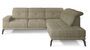 Canapé d'angle droit design matelassé tissu beige chiné et pied noir Kazane 275 cm