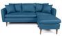 Canapé d'angle droit tissu bleu canard avec pieds en bois naturel Rival 215 cm
