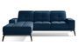 Canapé d'angle gauche 5 places velours bleu marine Torpille 265 cm