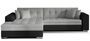 Canapé d'angle gauche convertible 4 places tissu gris clair et simili noir Looka 295 cm