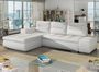 Canapé d'angle gauche convertible simili cuir blanc Waker 275 cm