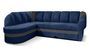 Canapé d'angle gauche convertible velours bleu marine et gris clair Sundy 250 cm