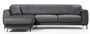 Canapé d'angle gauche design velours gris foncé et pieds acier noir Liza