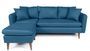 Canapé d'angle gauche tissu bleu canard avec pieds en bois naturel Rival 215 cm