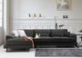 Canapé d'angle gauche velours anthracite avec têtières relevables et pieds metal noir Briko 308 cm